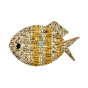 Décoration murale en forme de poisson en jonc de mer tressé à la main, en fibre naturelle, style bohème rustique, pour la décoration intérieure. - Product Image 1