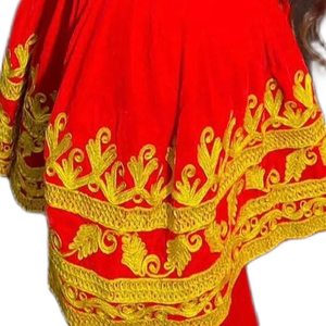 Ensemble robe brodée en coton rouge à manches longues et motifs dorés pour femmes, style pakistanais, vêtements d'hiver - Product Image 4