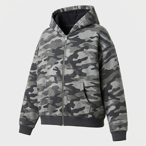 Sweat-shirt à capuche zippé pour homme, qualité supérieure, entièrement zippé, en molleton, avec broderie de logo personnalisé, marque privée, OEM, ODM, Manu - Product Image 1