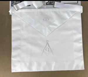 Tablier de Maître Maçon Blanc avec broderie du carré et de la compas et de l'Œil Qui Tout Voit, ceinture réglable – Régalia de Franc-Maçonnerie pour Loge - Product Image 4