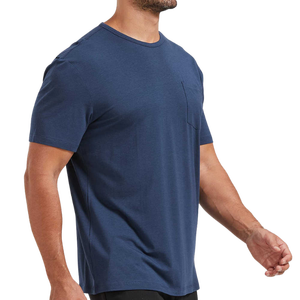 Camiseta de Manga Corta para Hombre, Color Azul Marino Sólido, Cuello Redondo, Corte Regular, Informal, 100% Algodón Jersey, Tejido Liso Teñido - Product Image 2