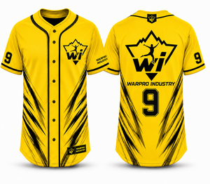Warpro Industry เสื้อเจอร์ซีย์สำหรับผู้ชายแขนสั้น, กระดุมหน้าซับลิเมชันสีเหลืองสีดำดูดความชื้นขนาดผู้ใหญ่ - Product Image 1