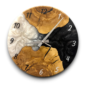 Horloge murale en bois et résine époxy de luxe, de bonne qualité, emballage standard, élégante décoration de salon, utilisation économique pour table ou mur - Product Image 1