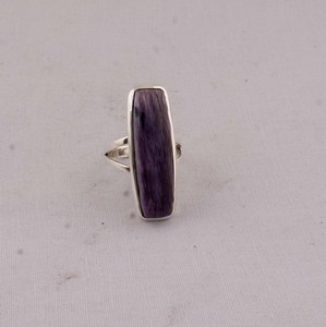 Bague en Charoïte Naturelle en Argent Sterling 925, Taille Coussin, Sertissage Clos, Bijoux Faits Main, Prix Usine, Commande en Gros - Product Image 4