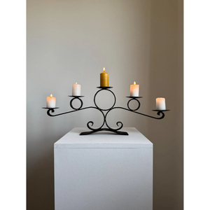 Candélabre en fer noir à 5 bras, porte-bougie sur pied, décoration d'intérieur, design métallique durable, candélabre fait main - Product Image 4