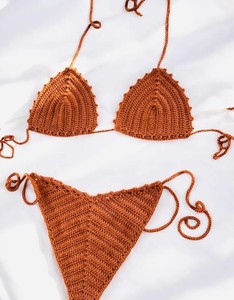 Conjunto de Bikini Brasileño Crochet con Borlas y Cuentas - Product Image 1