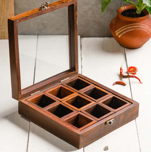 Caja de especias de madera con diseño superior, mejor precio, forma redonda con tapa de diseño real para tus utensilios de cocina. - Product Image 2