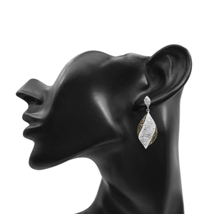 2.37 Cttw Round Cut White Champagne Natural Diamond Teardrop <b>Dangle</b> <b>Earrings</b> For Womens in 925 Sterling <b>Silver</b>, Prong Set - Product Image 4