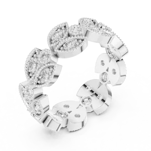 Bague Éternité Unisexe en Argent 925 avec Diamants de Laboratoire Ronds Motif Feuille, Inspirée de la Nature, Style Vintage, pour Mariage et Anniversaire, Scintillante - Product Image 2