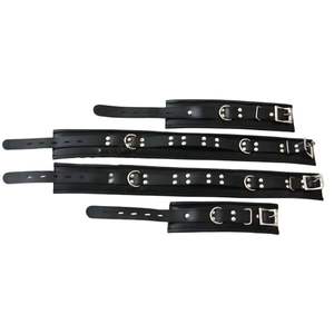 Juego de esposas de cuero genuino con clips giratorios y anillas en D - Product Image 5