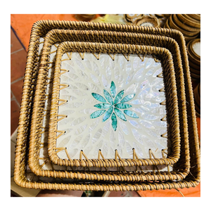 99 GOLD DATA Catarina Modern Floral Pattern Serving <b>Tray</b> Brushed Finish Dishwasher Safe Handles for Residential Restaurant Use - Product Image 1