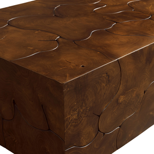 Mesa de Centro de Madera de Teca Sólida de Estilo Rústico Contemporáneo, Bloque de Madera de Grano Entero Hecho a Mano, Mesa de Lujo para Sala de Estar - Product Image 6