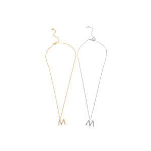 Collana con Ciondolo a Forma di Lettera M con Diamante, in Acciaio Inossidabile Placcato Oro, Design Minimalista Unisex per Uso Quotidiano, Confezione da 12 Pezzi - Product Image 2