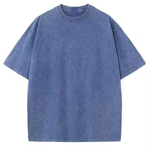 เสื้อยืดเดนิมทรงโอเวอร์ไซส์สำหรับผู้ชาย PUFFIN SPORTS แบบสั่งทำพิเศษ (OEM) แขนสั้น คอกลม สีพื้น ผ้าฝ้ายซักนุ่ม สวมใส่สบาย ทรงปกติ - Product Image 1