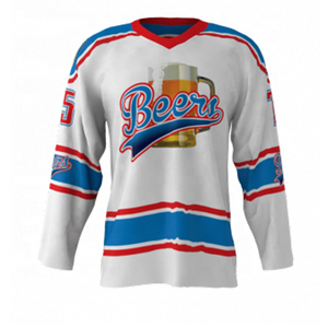 Maillot de hockey personnalisé sublimé - Imprimé, respirant, broderie 3D, antibactérien, col en V, nom et numéro personnalisés, tailles adultes, 100% coton - Product Image 1