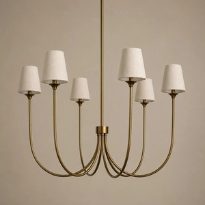 Modern Bronze Chandelier With <b>White</b> Fabric <b>Shades</b> Arch Shape <b>Lighting</b> Fixture <b>Ceiling</b> Decorations - Product Image 1