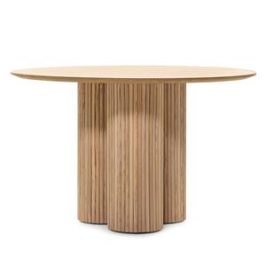 Mesa de Comedor Redonda de Madera Acanalada de Lujo Moderno, Mesa de Comedor Circular de Madera Maciza de Estilo Nórdico Minimalista con Base de Pedestal Acanalado - Product Image 2