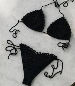 Conjunto de bikini de crochet transparente con tanga, traje de baño tejido a crochet - Product Image 2