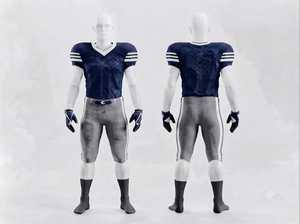 Custom Men's Navy American Football Uniform V-Neck Short Sleeve Moisture Wicking Fitted Jersey Pants Set - Product Image 2