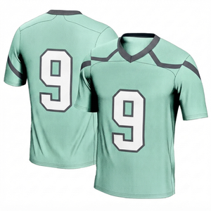 Camiseta de Fútbol Americano Personalizada Verde Menta, Cuello en V, Sublimada, Ropa Deportiva de Entrenamiento, 100% Poliéster, Secado Rápido, Manga Corta - Product Image 1