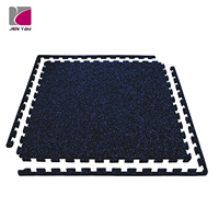 Suelo de Gimnasio de Caucho Entrelazado 100x100cm 18mm Certificado EN71 Negro Azul Antideslizante Impermeable Inodoro Opciones Personalizadas Jen Yau
