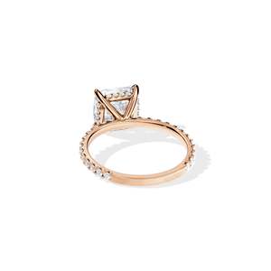 Rose Gold Asscher Cut Diamond Engagement Ring Prong Setting Women's floral Style - Product Image 4