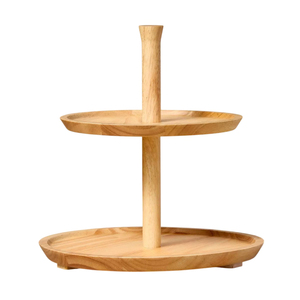 Elegant 2-Tier Cake Stand Rubber Wood Serving <b>Tray</b> & Cupcake Dessert Display For <b>Kitchen</b> Organizer Party Wedding & Home Decor - Product Image 1