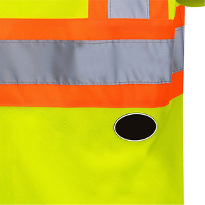 เสื้อทำงาน Hi viz มีกระเป๋าเสื้อยืดสำหรับผู้ชายเพื่อความปลอดภัยเสื้อยืดสะท้อนแสงคุณภาพสูง - Product Image 4