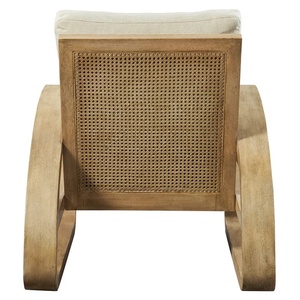 Fauteuil en teck massif de haute qualité avec bois naturel et coussin pour usage intérieur - Product Image 5