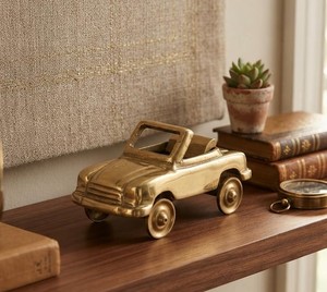 <b>Traditional</b> Brass Vintage Car Showpiece Classic Decorative Figurine Motor Car Statue for Home Office <b>Desk</b> Shelf Table Decor - Product Image 4