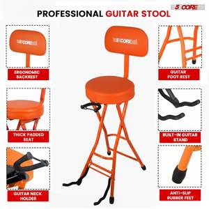 Taburete para Guitarra 5Core, Silla Acolchada de 3.15 Pulgadas con Respaldo, Asiento Musical Plegable con Reposapiés Integrado, Soporte para Guitarra - Product Image 6