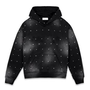Sweat à capuche vintage délavé au soleil avec logo personnalisé en strass pour hoodies en molleton 100% coton biologique - Product Image 3