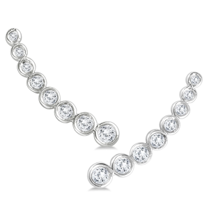 Boucles d'oreilles en sangle avec diamant de 0,33 CT serti dans un cadre - Product Image 2