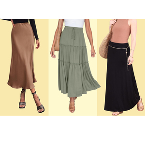 Jupe plissée mi-mollet à taille empire pour femme, en satin vintage, avec volants, séchage rapide, coupe trapèze, décontractée, pour l'été et le quotidien - Product Image 5