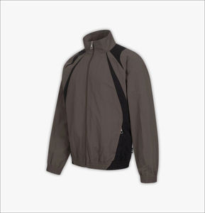 Ensemble deux pièces sportif pour homme, marron uni, à capuche, entièrement zippé, léger, imperméable, en polyester, vêtements de sport d'automne - Product Image 4