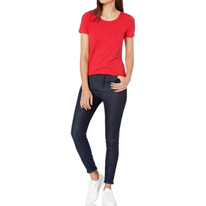 Top qualité femmes plaine noir t-shirts nouveau Design manches courtes femmes T-Shirts coton Polyester femmes T-Shirts - Product Image 5