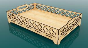 Plateau de service rectangulaire en bois d'acacia rustique classique avec poignées, provenant d'un fournisseur indien. - Product Image 6