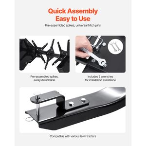 Aeratore per Prato Universale da 40 Pollici con Punte in Ferro, da Trainare con Gancio di Traino - Product Image 5