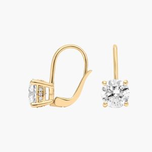 Lever <b>Back</b> Hidden Halo Lab-Grown Diamond Stud <b>Earrings</b> In White Gold - Product Image 6