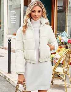 Women's Crew Neck Zipper <b>Cropped</b> <b>Puffer</b> Vest <b>Jacket</b> Coat Breathable Windproof Eco-Friendly Short Length Vintage Printed - Product Image 5