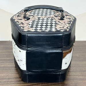 Estuche de Joyería de Cuero de Doble Capa de Alta Calidad, Hecho a Mano, con Cierre, para Mujer, de Cuero Genuino con Pelo de Vaca, Organizador de Joyería de Viaje - Product Image 5