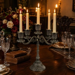 Fancy <b>Brass</b> Candelabra With Three Arms Decorative Home Candle <b>Holder</b> For Table Centerpiece At Best Price - Product Image 2