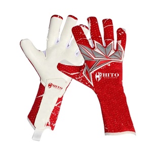 Gants de gardien de but de football en tricot rouge et blanc, design personnalisé, avec caoutchouc latex allemand de 4 mm et injecteur intégré. - Product Image 6