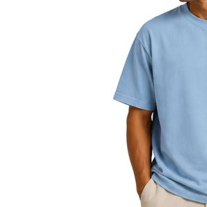เสื้อยืดโอเวอร์ไซส์ผู้ชายสีฟ้าอ่อนแขนสั้นผ้าฝ้ายคอกลมพิมพ์ลายโลโก้ภูเขาเสื้อผ้าลำลองแนวสตรีททรงหลวมแฟชั่นฤดูร้อน - Product Image 3