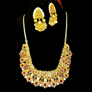 Antique Gold Plated Bridal Jewelry Set-Designer Earring and Necklace for Daily Wear - Product Image 2