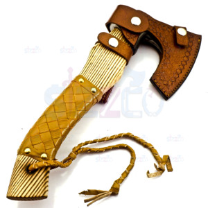 Custom Forged Carbon Steel Viking Style <b>Axe</b> Bearded <b>Axe</b> Ash <b>Wood</b> Tomahawk Premium Leather Sheath Best Gift Premium Hammer <b>Axe</b> - Product Image 6