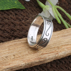 Handmade 925 Sterling <b>Silver</b> Beaded <b>Stacking</b> <b>Ring</b> Artisan Design Bezel Setting Minimalist Boho Wedding Jewelry Wholesale - Product Image 1