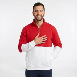 Sudadera con Cierre de Cremallera de un Cuarto para Hombre, Color Azul Marino y Blanco, Corte Holgado, Tejido Transpirable, Cuello Alto, Manga Larga, Marca Meera Impex - Product Image 6