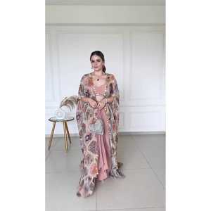 ฟิโอน่าซิลค์พิมพ์ดิจิตอลพื้น Koti ลายพีช choli - Product Image 1