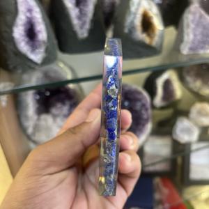 Sous-verre octogonal poli de 4 pouces en lapis-lazuli naturel de haute qualité avec spirale en cuivre pour la décoration intérieure - Product Image 6